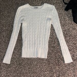 St. John's Bay White Crew Neck Cable Knit Sweater